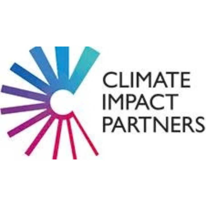 Climate Impact Partners logo featuring a blue and pink semicircle made up of rays