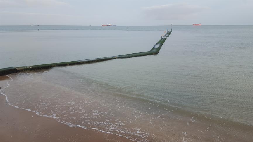 Walpole Bay tidal pool wall leading out to sea Walpole Bay tidal pool wall leading out to sea