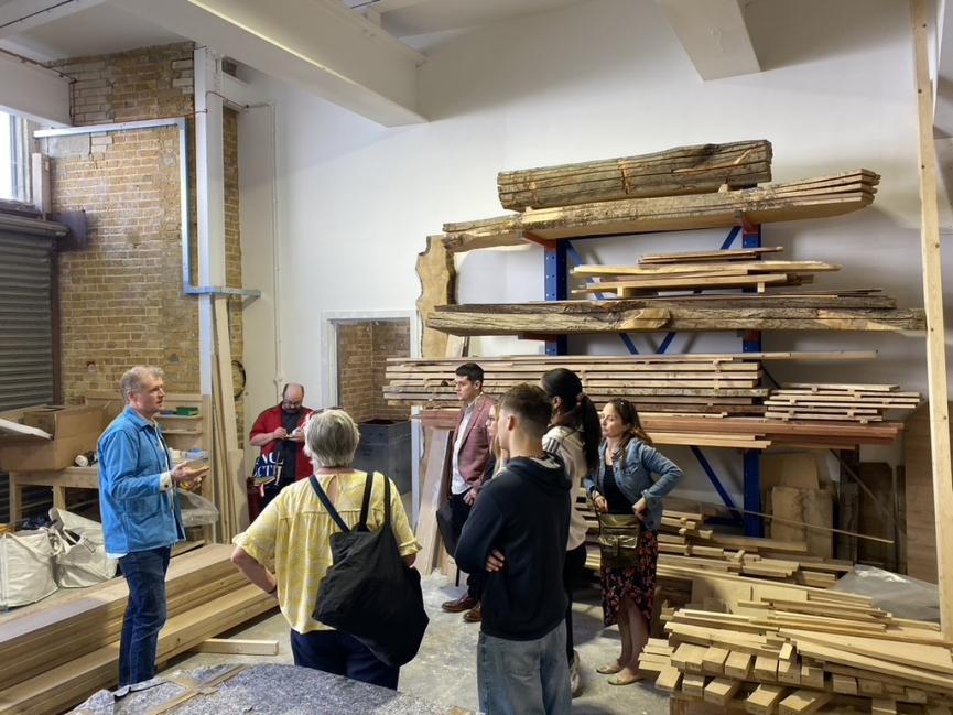 Young people in a carpentry studio Young people in a carpentry studio