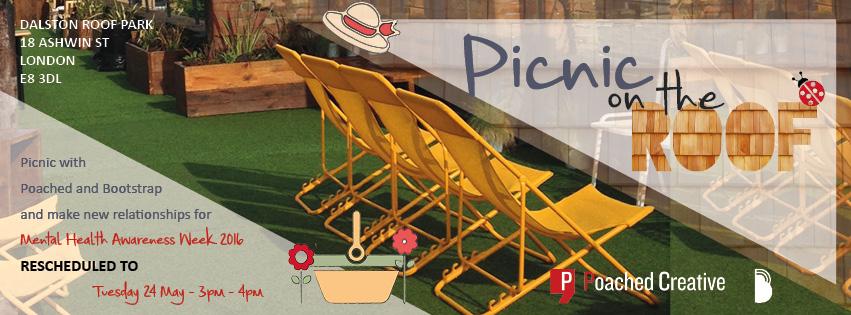 Picnic on the Roof banner with deckchairs