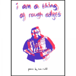 Crow Rudd's poetry collection - I am a thing of rough edges. White background with outline of person in 3D style colours
