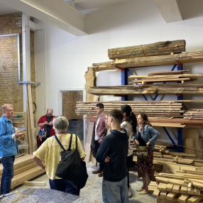 Young people in a carpentry studio