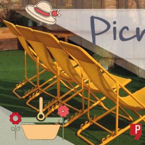 Picnic on the Roof banner with deckchairs